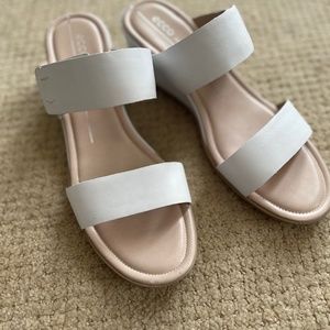 White ECCO wedge sandals, size 8 - 8.5, Never Worn!